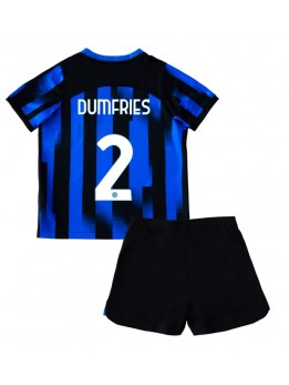 Inter Milan Denzel Dumfries #2 Heimtrikotsatz für Kinder 2023-24 Kurzarm (+ Kurze Hosen)